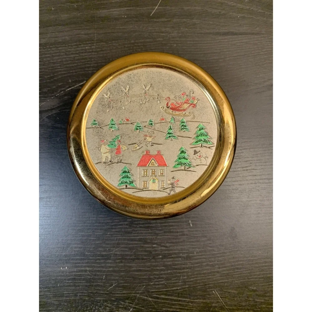 Jamestown China Christmas Chokin Covered Trinket Box Santa~Japan‎ 24k gold trim